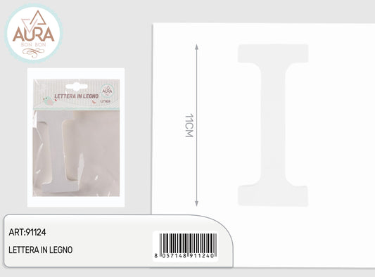 lettera in legno I 1,2x11cm bianco