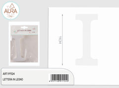 wooden letter I 1.2x11cm white