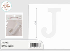 wooden letter J 1.2x11cm white