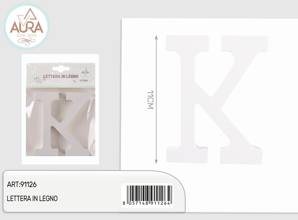 lettera in legno K 1,2x11cm bianco