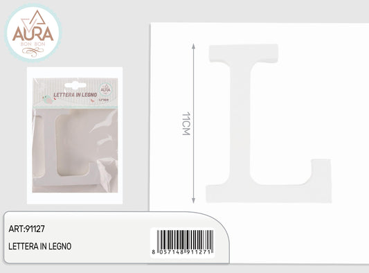 lettera in legno L 1,2x11cm bianco