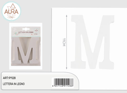 lettera in legno M 1,2x11cm bianco