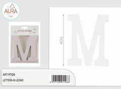 wooden letter M 1.2x11cm white