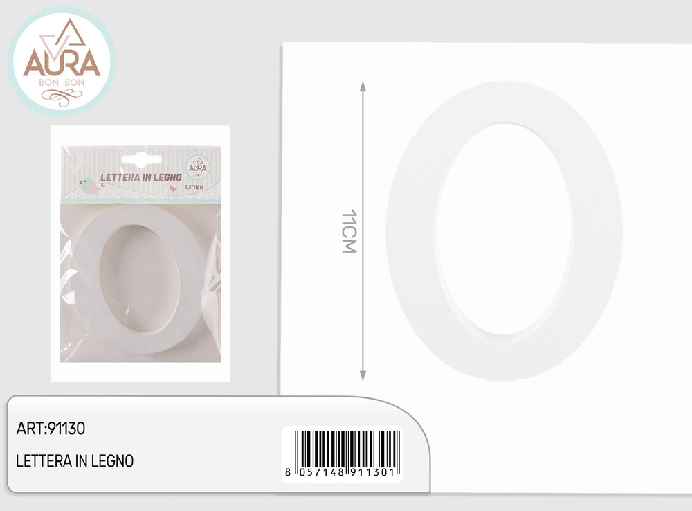 wooden letter O 1.2x11cm white