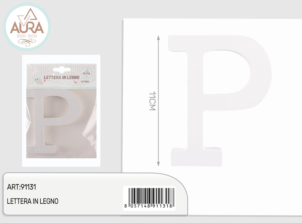 lettera in legno P 1,2x11cm bianco