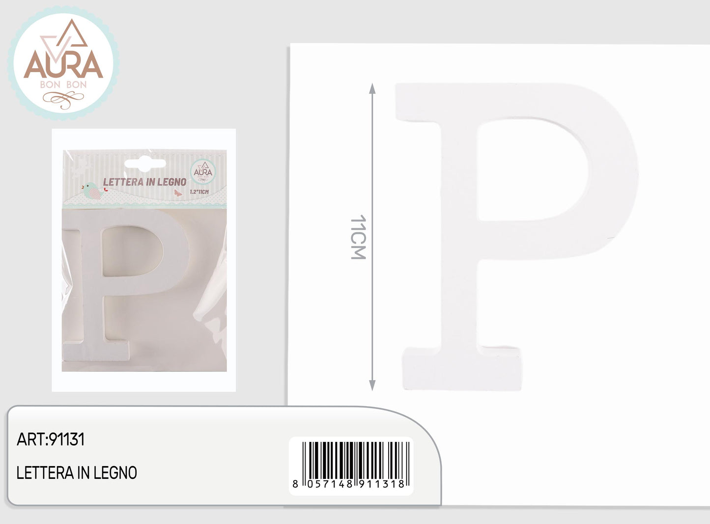 lettera in legno P 1,2x11cm bianco