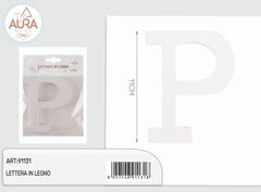wooden letter P 1.2x11cm white
