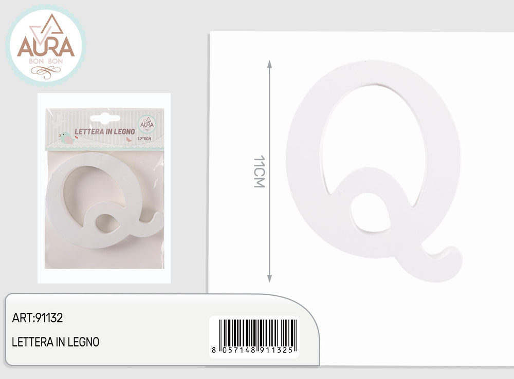 lettera in legno Q 1,2x11cm bianco