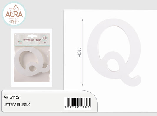 lettera in legno Q 1,2x11cm bianco