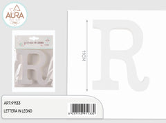 wooden letter R 1.2x11cm white
