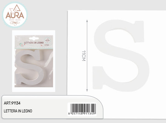 lettera in legno S 1,2x11cm bianco
