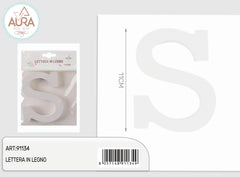 lettera in legno S 1,2x11cm bianco