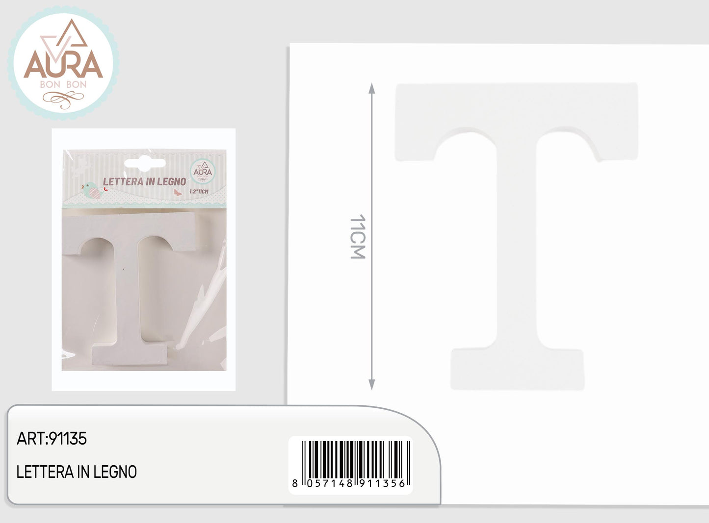 lettera in legno T 1,2x11cm bianco