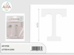 wooden letter T 1.2x11cm white