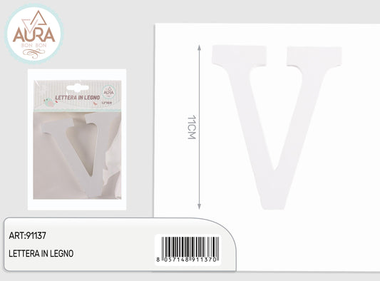 lettera in legno V 1,2x11cm bianco