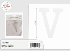 wooden letter V 1.2x11cm white