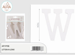 wooden letter W 1.2x11cm white