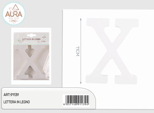 lettera in legno X 1,2x11cm bianco