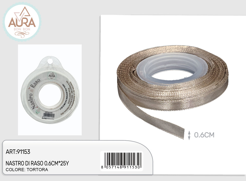 nastro di raso 0,6cm x 25y tortora