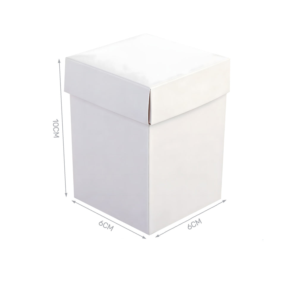 Set of 4 white cardboard boxes 6x6x10cm
