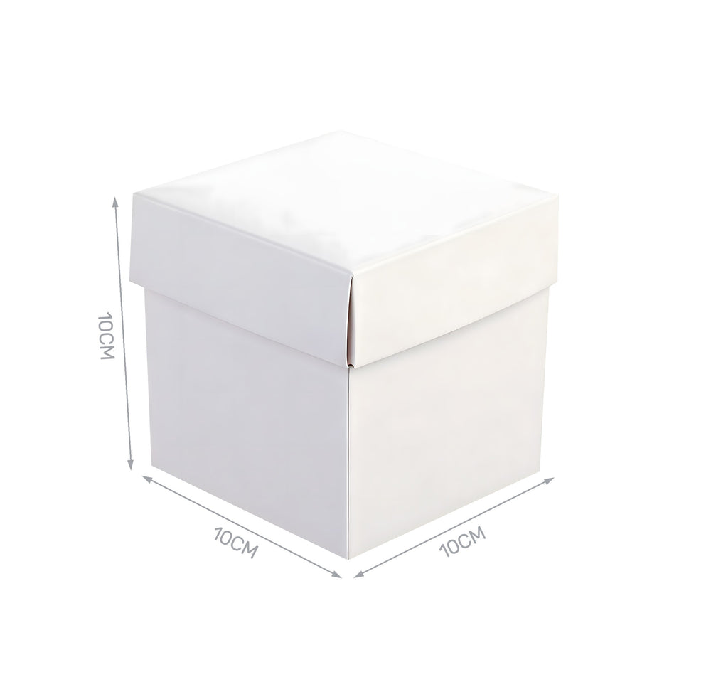 Set of 4 white cardboard boxes 10x10x10cm