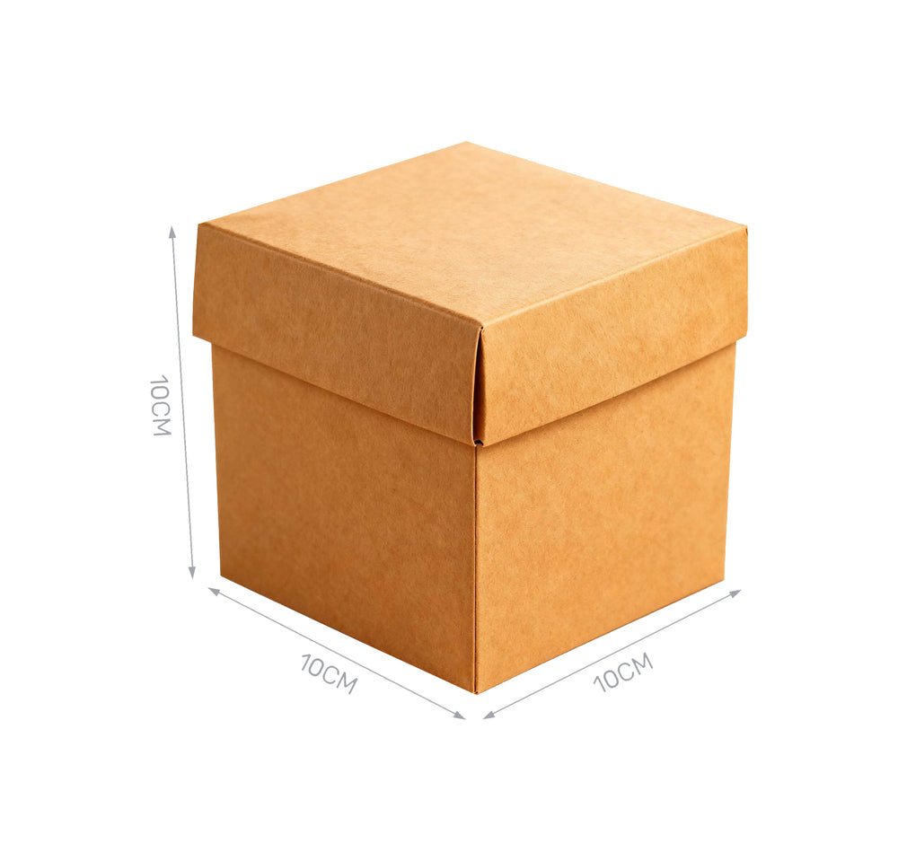Set of 4 brown cardboard boxes 10x10x10cm