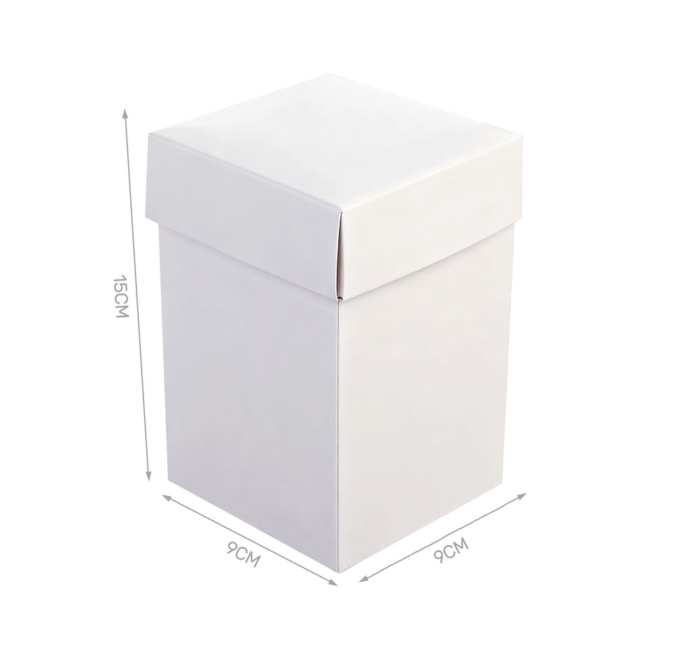 Set of 4 white cardboard boxes 9x9x15cm