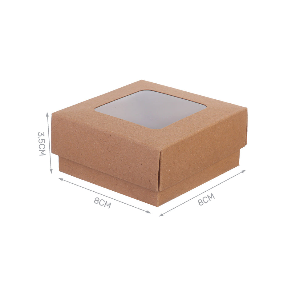 Set of 4 brown cardboard boxes with divider 8x8x3.5cm