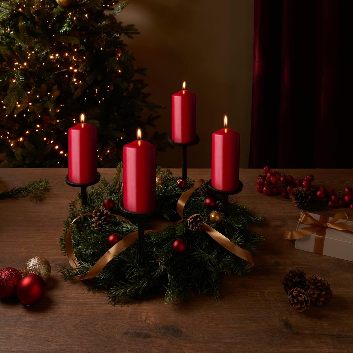 Colored candle, pack of 1 piece, 5x9 red