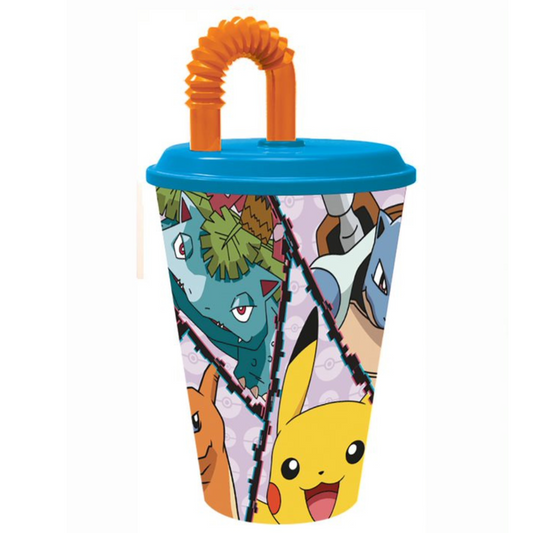 Pokemon bicchiere con cannuccia 430ml
