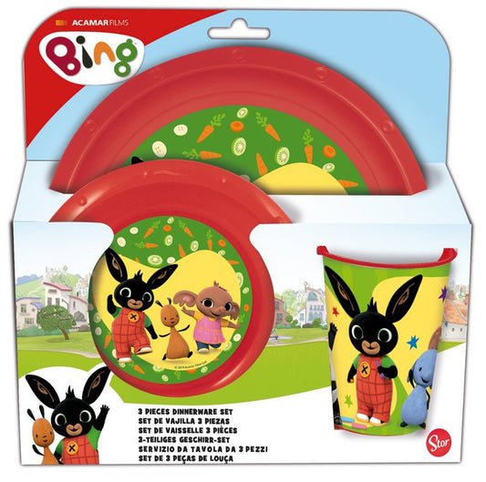 Bing set 3 pz.piatti fondo + piano + Bicchiere