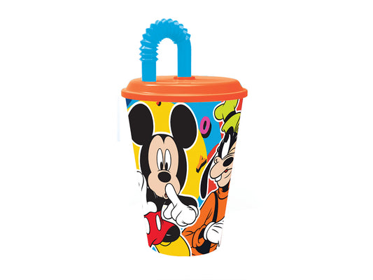 Mickey Bicchiere con cannuccia ml.430