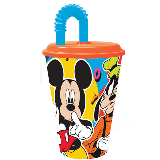 Mickey Bicchiere con cannuccia ml.430