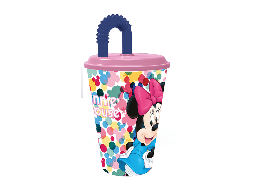 Minnie Mouse Glass with Straw 430ml
