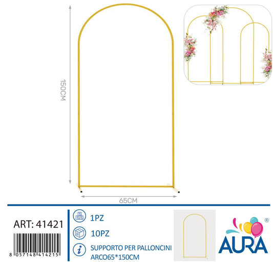 Supporto per palloncini arco 65x150cm oro