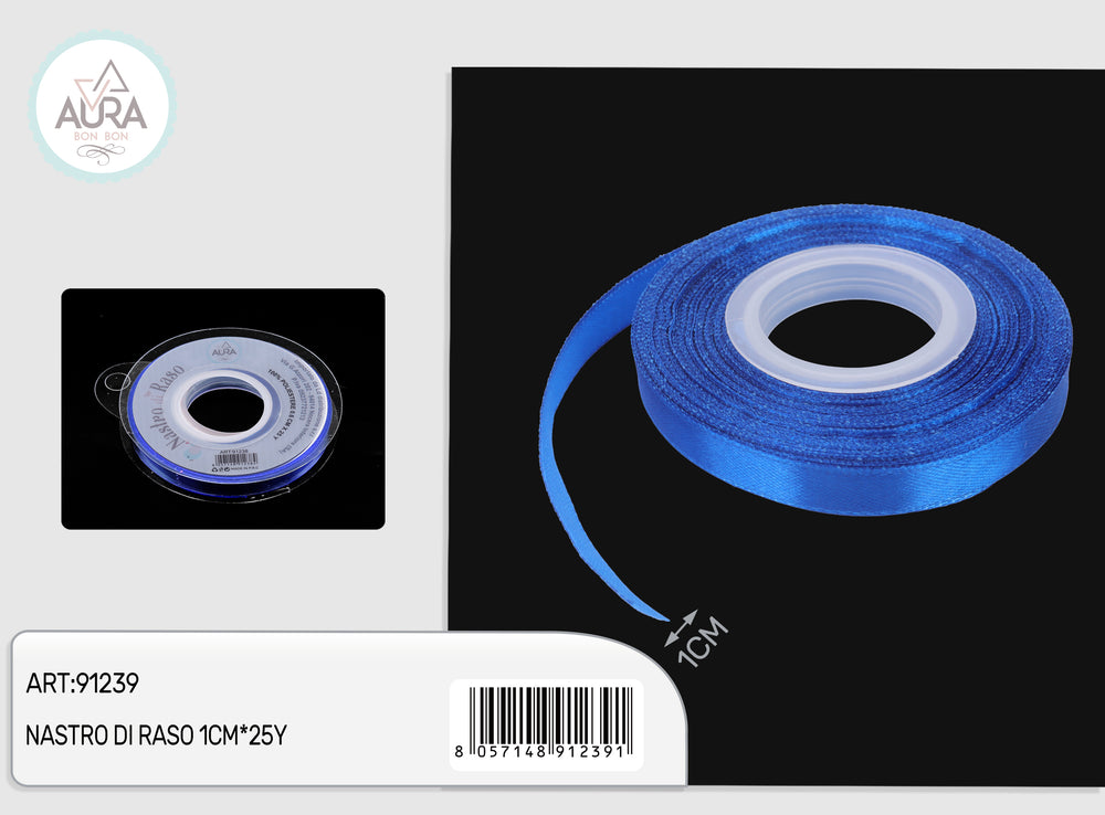 1cmx25y blue satin ribbon