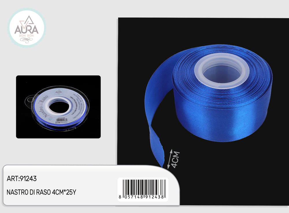 Nastro di raso 4cmx25y blu