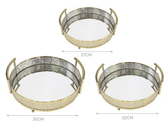 Set 3 vassoi tondi 6x27cm 6x32cm 6x36cm in oro