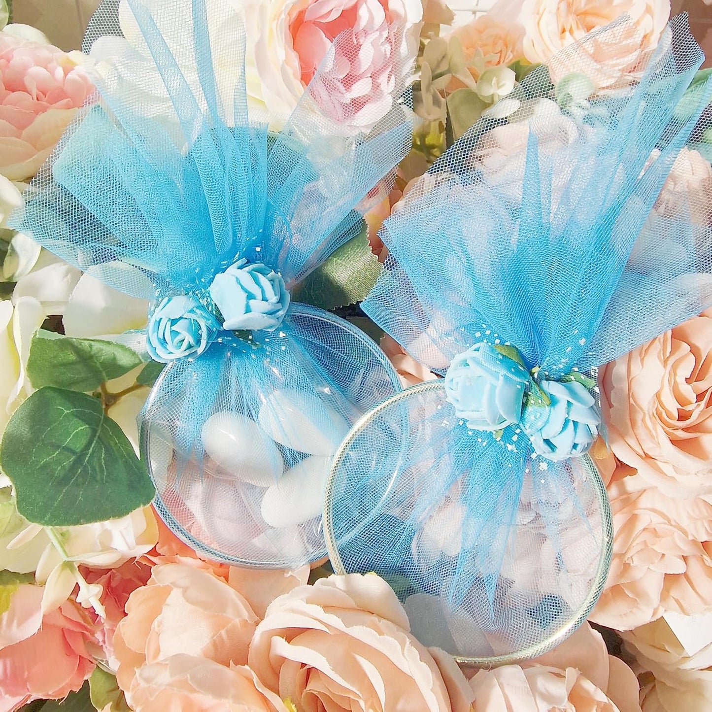 Veli in organza quadrati 24x24cm 50pz celeste