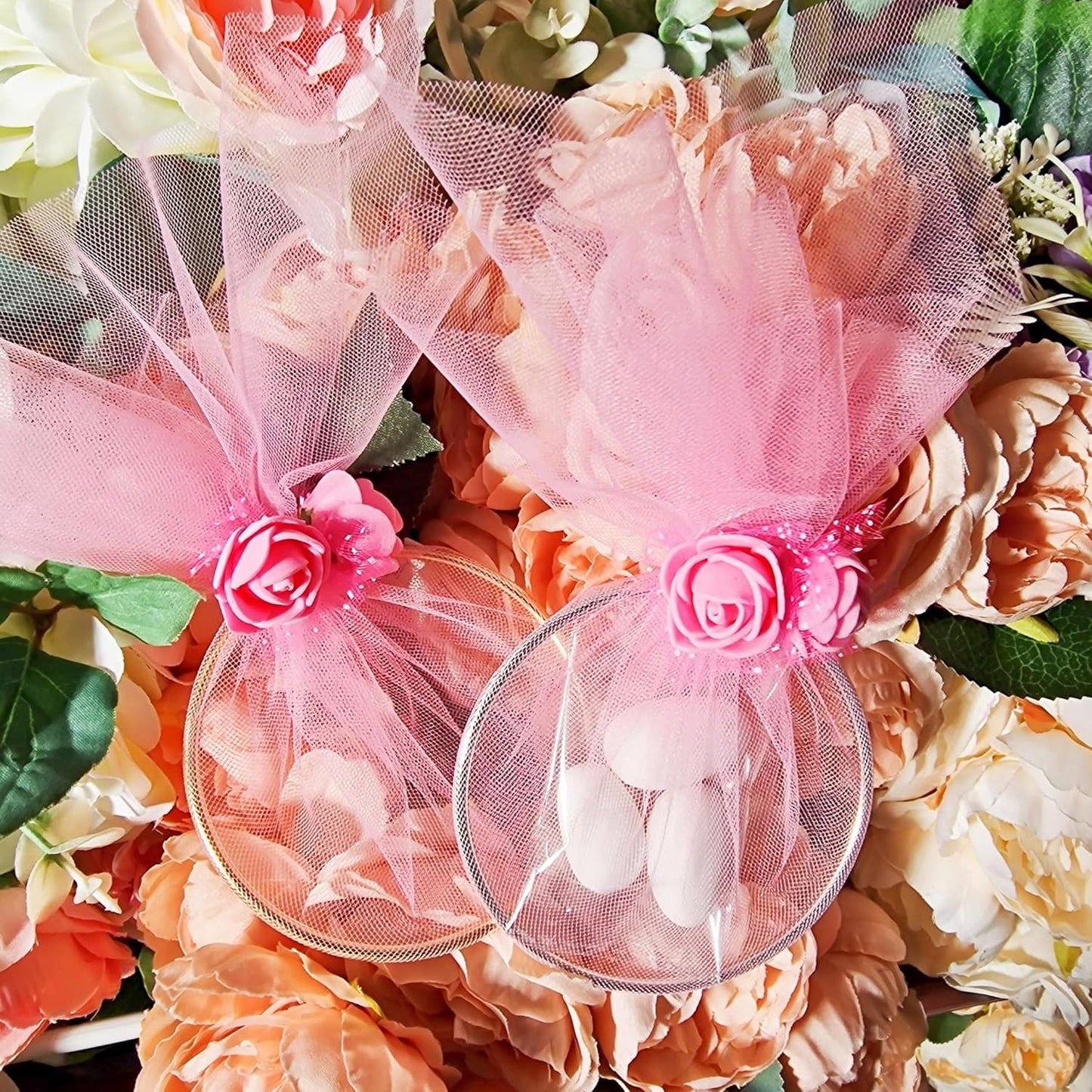 Veli in organza quadrati 24x24cm 50pz rosa