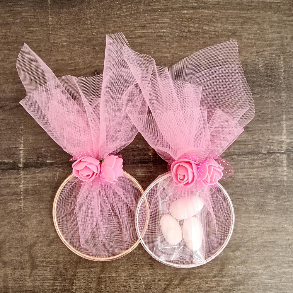 Veli in organza quadrati 24x24cm 50pz rosa