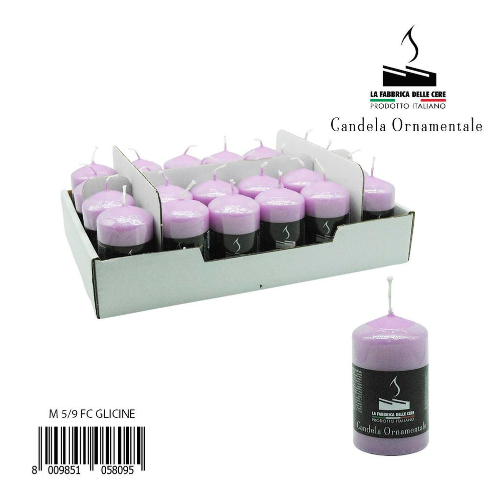 Colored candle, pack of 1 piece, 5x9 cm, wisteria