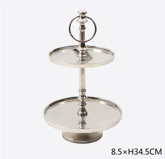 Alzatina in metallo a due piani con anello 8,5x34,5cm