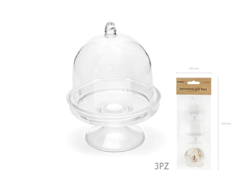 Transparent cake stand 5.5x7.5cm 3pcs