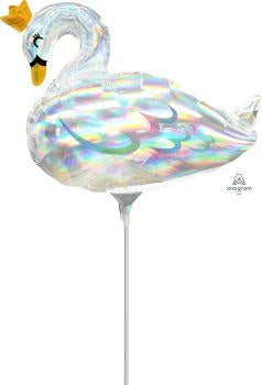 Pastel Swan Iridescent MiniShape Foil Balloons