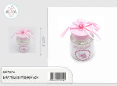 barattolo battesimo 4x6cm rosa