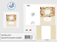 Biglietto auguri con rose con stampa oro