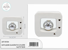 Diffusore quadrato con cuore bianco 14,5x5x13 cm
