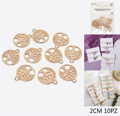 2cm Gold-Colored Tree of Life Metal Pendant, 10pcs