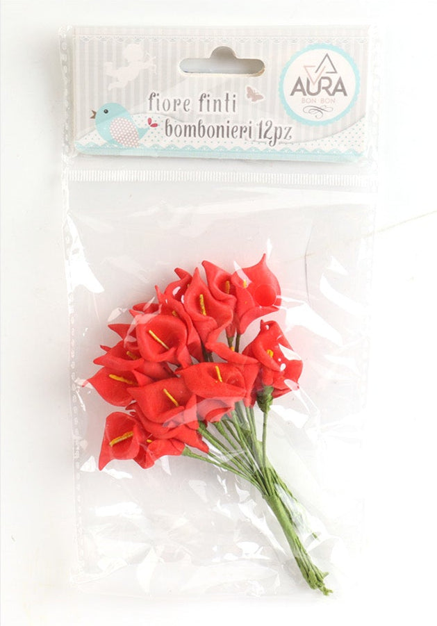 24pcs 11cm Red Rubber Calla Lily Flowers for Party Favors